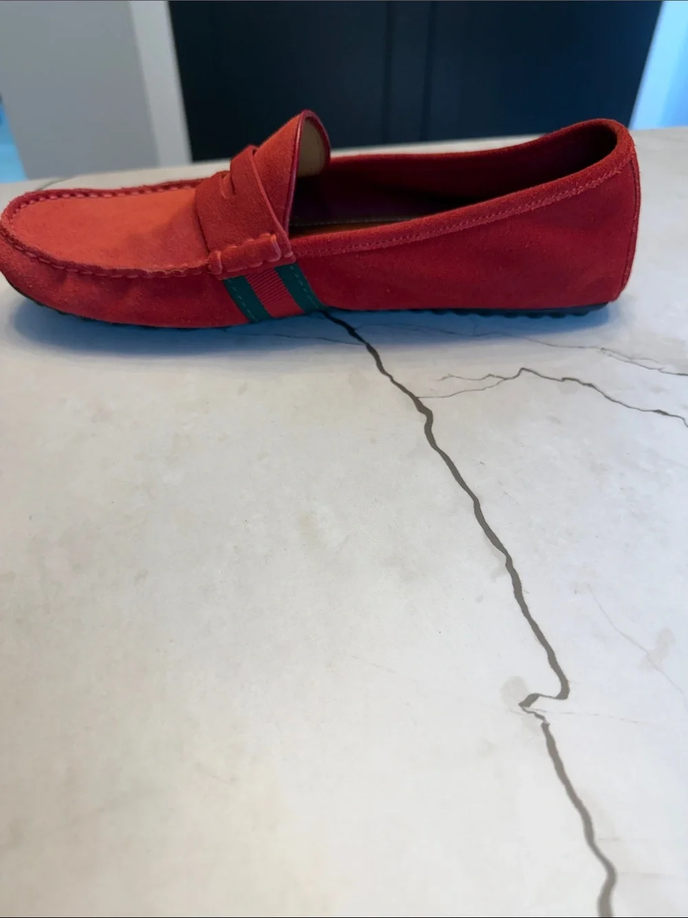 Men's Gucci Red Suede Penny Loafers